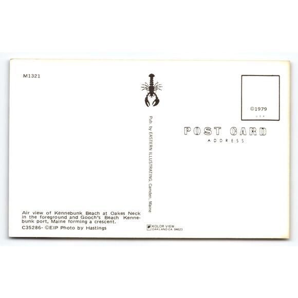 Vintage 1979 Kennebunk Beach Maine Litho Postcard Crescent Bay View - Picture 2 of 2